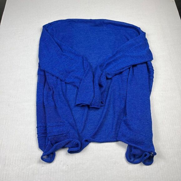 Peck & Peck Linen Blend Cardigan Blue Draped Open Front Long Sleeve Sweater XL - Picture 8 of 10
